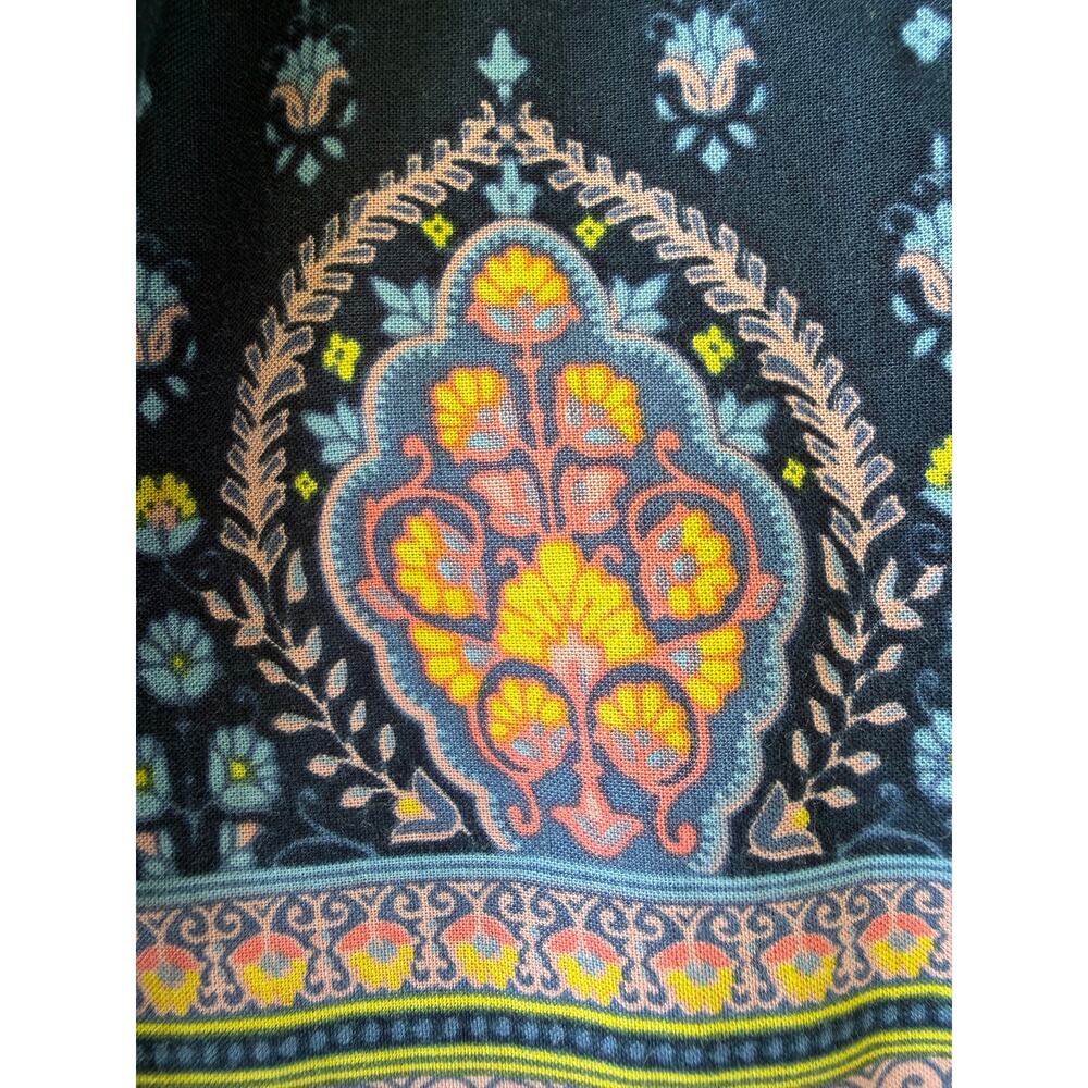 Boho Festival Hippie Coastal Mossimo Supply Co Border Print Navy Floral Dress M - Picture 2 of 12